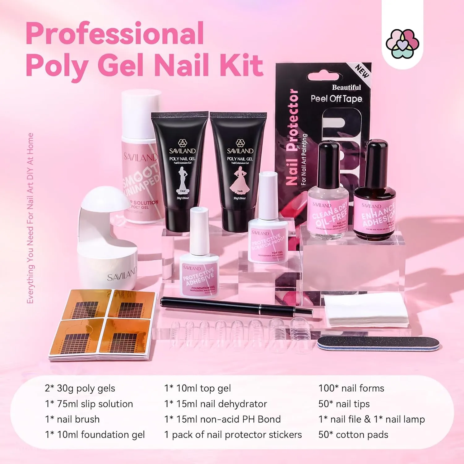14PCS Poly Gel Nail Kits Starter Kit: 60g Poly Nail Gel Kit for Beginners