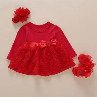 2019 Baby Girls Lace Red Sleeve Floral Dress Set (0-2years) FLASH SALE [Over 50% OFF   Free Shipping]