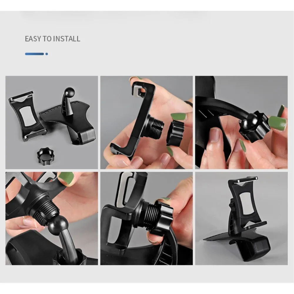 3 in 1 Car GPS Smartphone Holder: Dashboard / Visor Clamp   AC Grid Clip for BlackBerry 9930 Bold, Dakota - Black