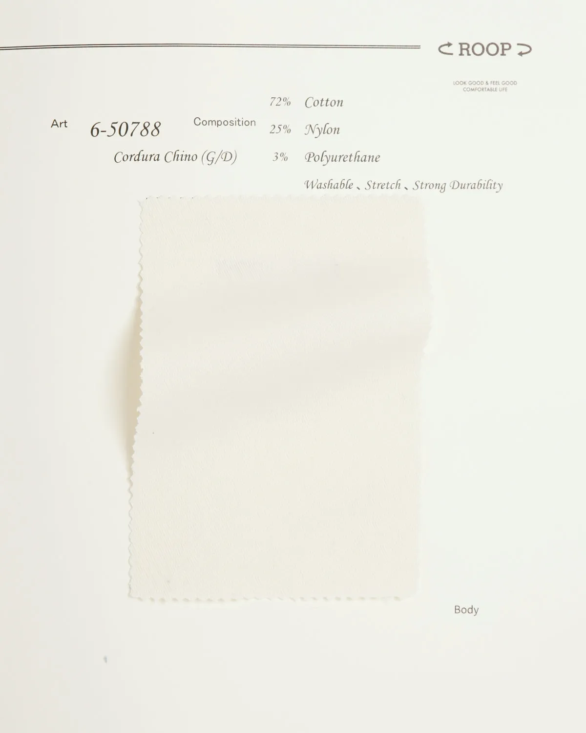 6-50788 Garment Dyed Stretch Cordura Chino