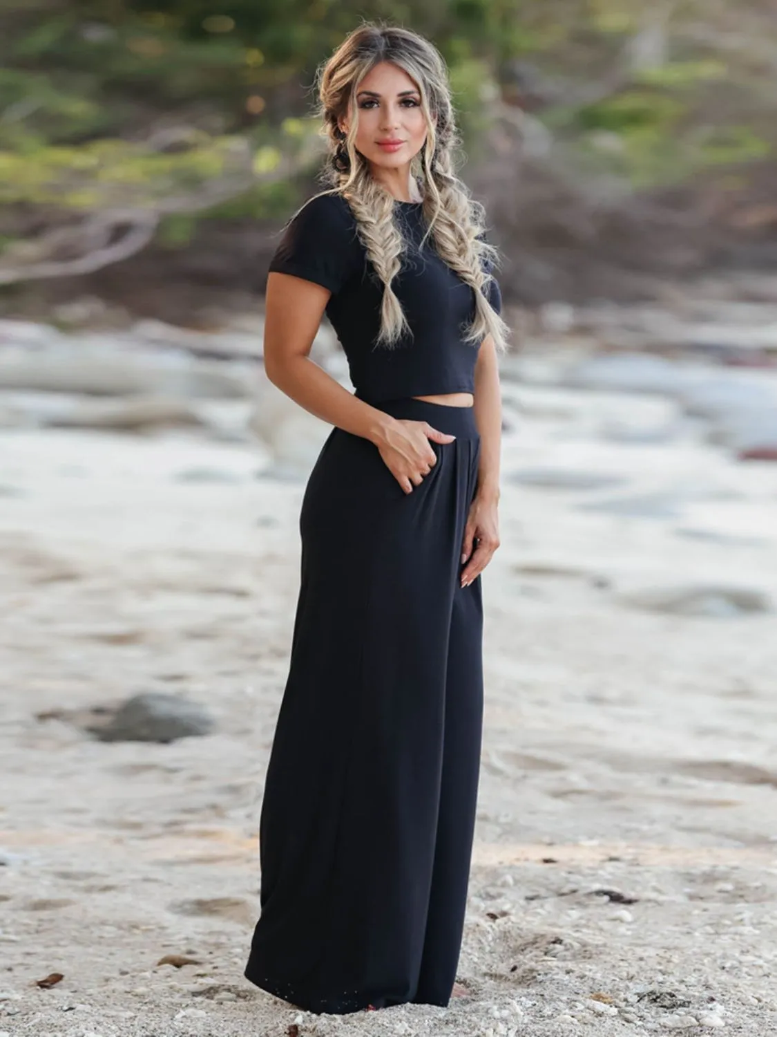 *APP EXCLUSIVE* Crop Top and Wide Leg Pants Set