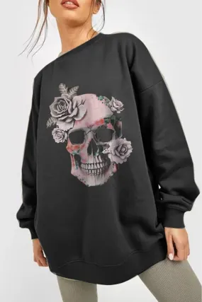 *APP EXCLUSIVE* Floral SKULL Graphic Sweatshirt