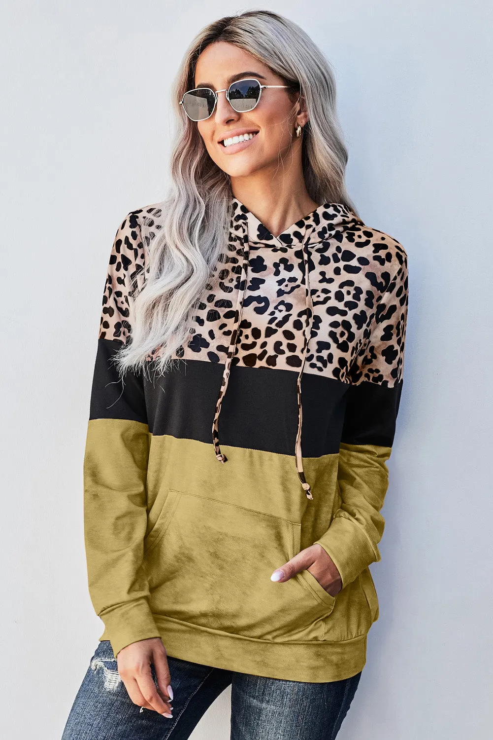 *App Exclusive* Leopard Color Block Hoodie
