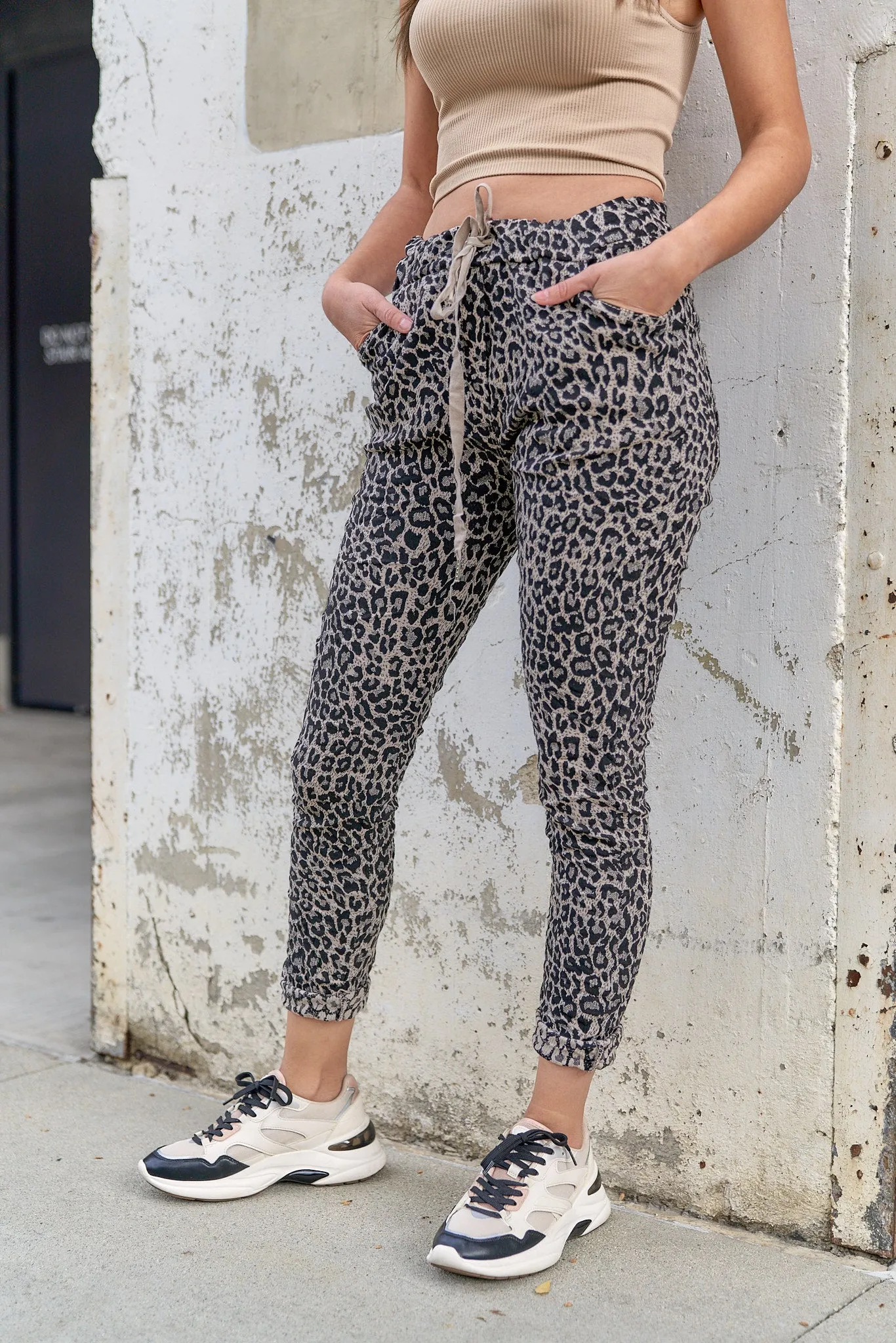Beige Animal Print Jogger
