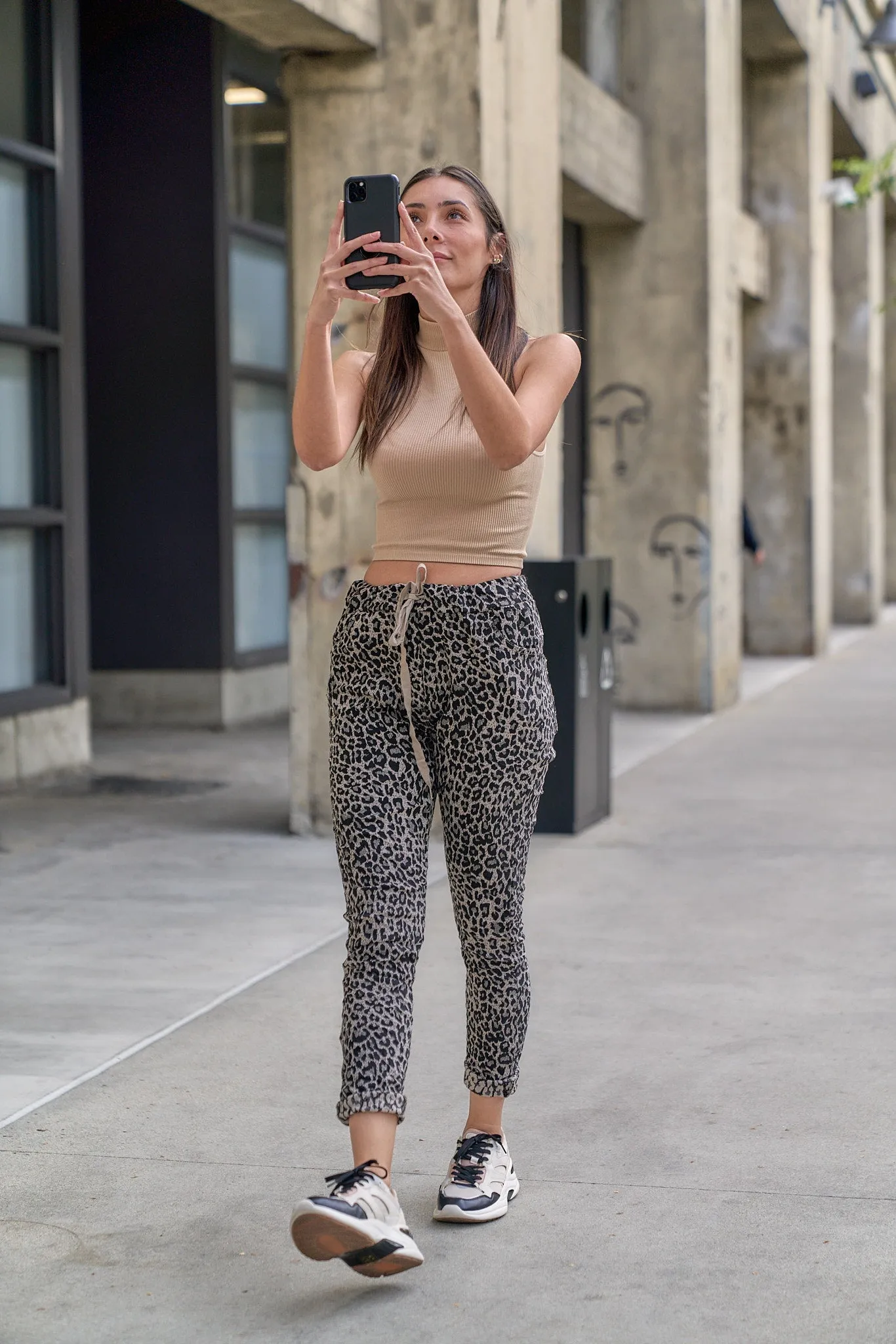 Beige Animal Print Jogger
