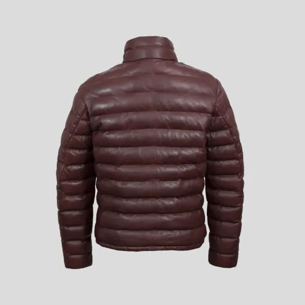 Best Genuine Men’s Brown Leather Bubble Puffer Jacket