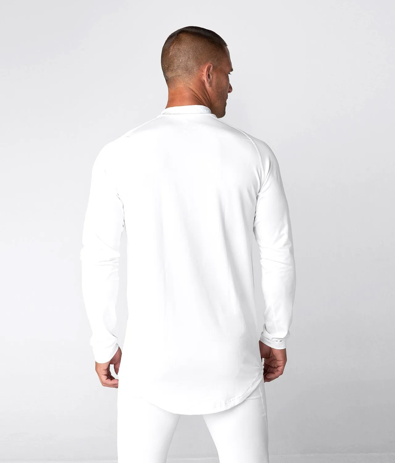 Born Tough Mock Neck Long Sleeve Base Layer Crossfit Shirt For Men White