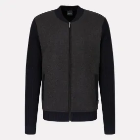 Bugatti Long Sleeve Full Zip Sweater / Navy/Charcoal