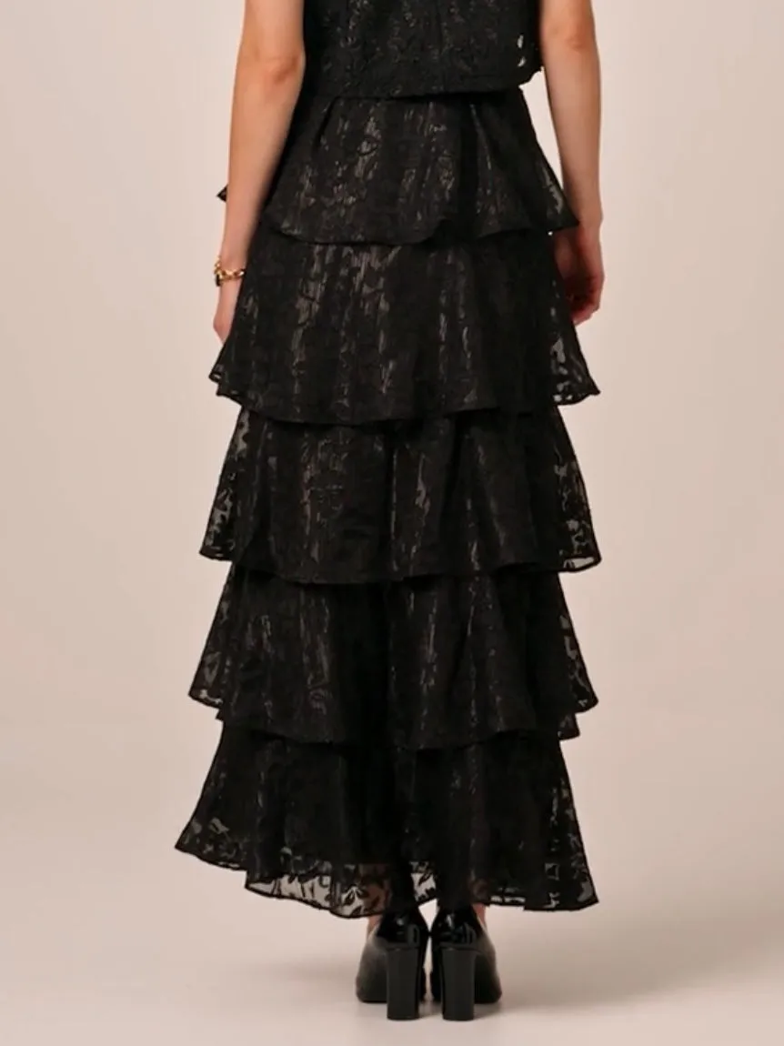 BY TI MO DEVORE MAXI SKIRT BLACK