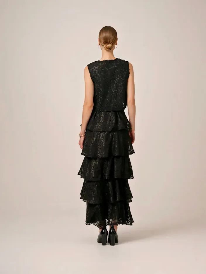 BY TI MO DEVORE MAXI SKIRT BLACK