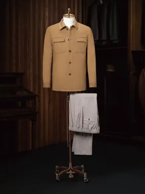 Camel Jacket & Grey Pants