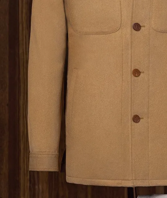 Camel Jacket & Grey Pants