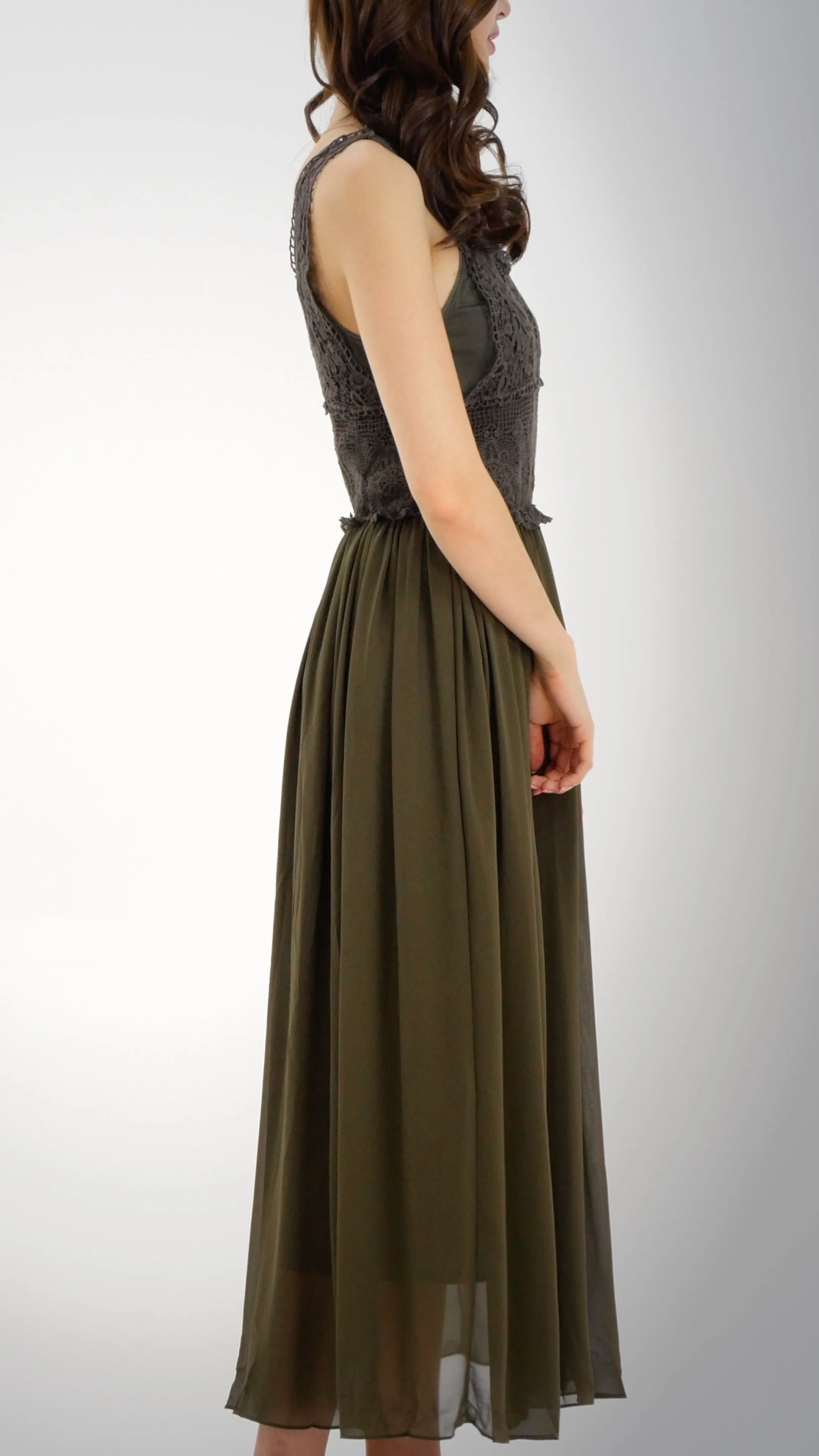 Cotton Lace Top with Poly Maxi Skirt