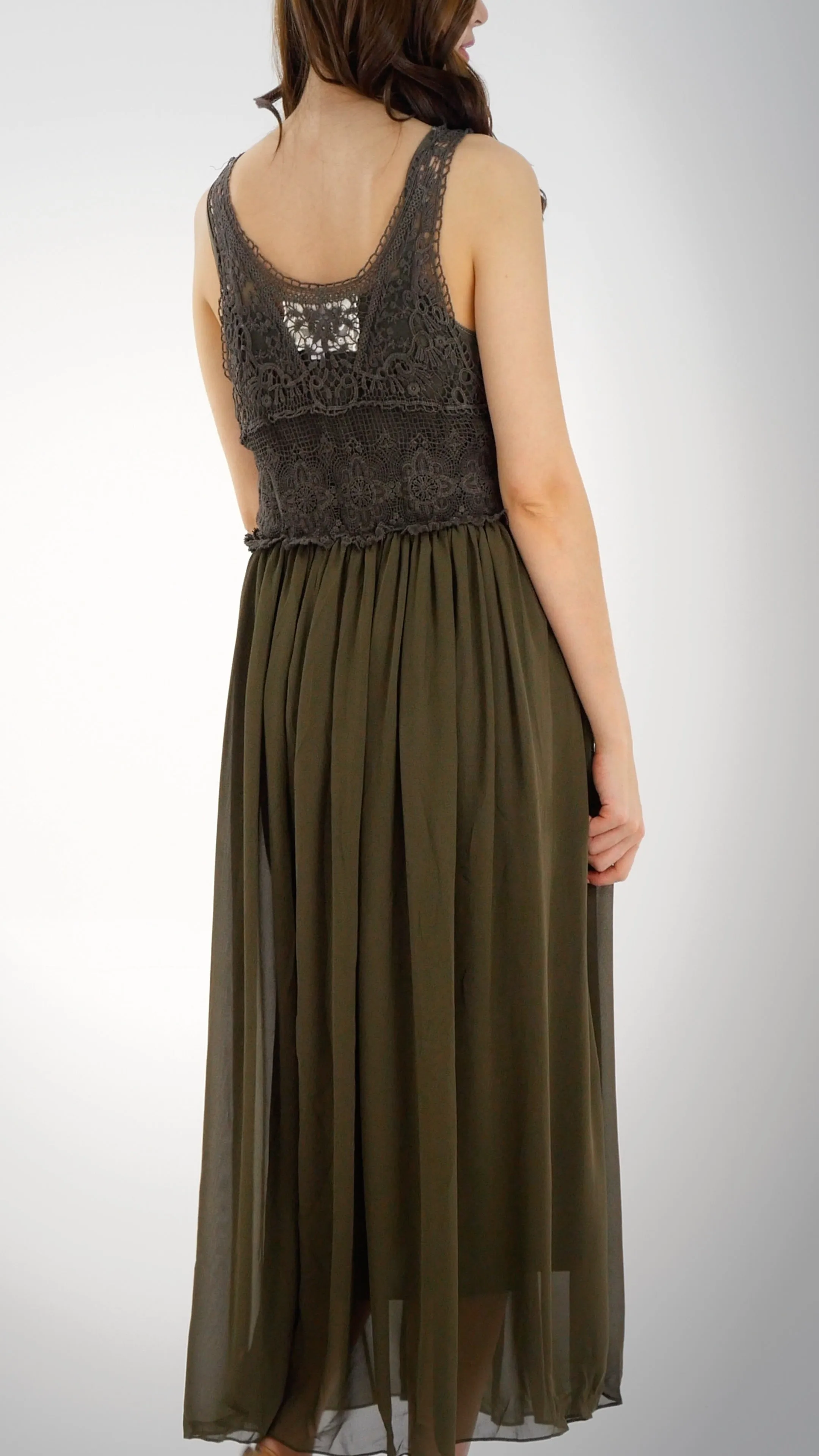 Cotton Lace Top with Poly Maxi Skirt