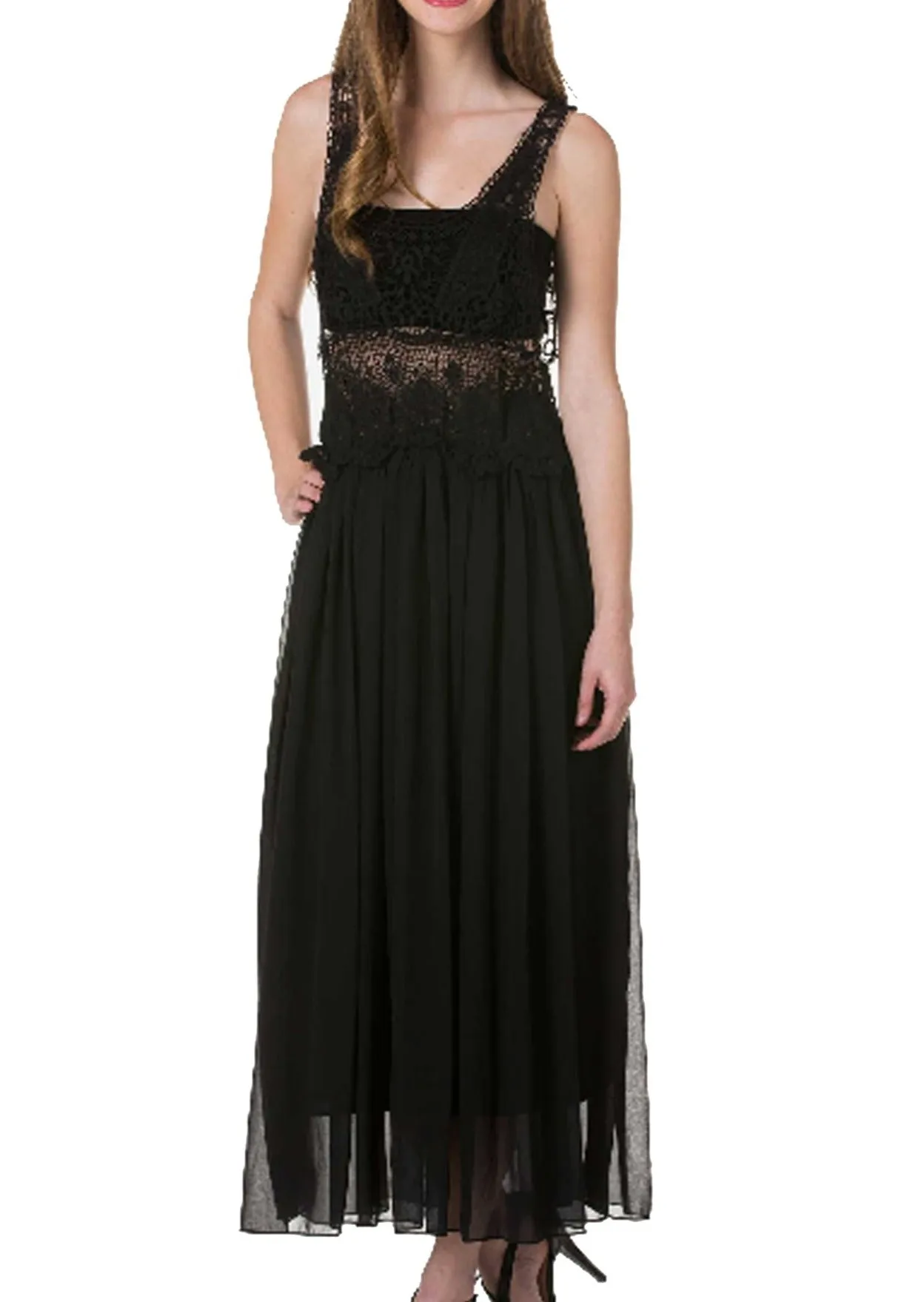 Cotton Lace Top with Poly Maxi Skirt