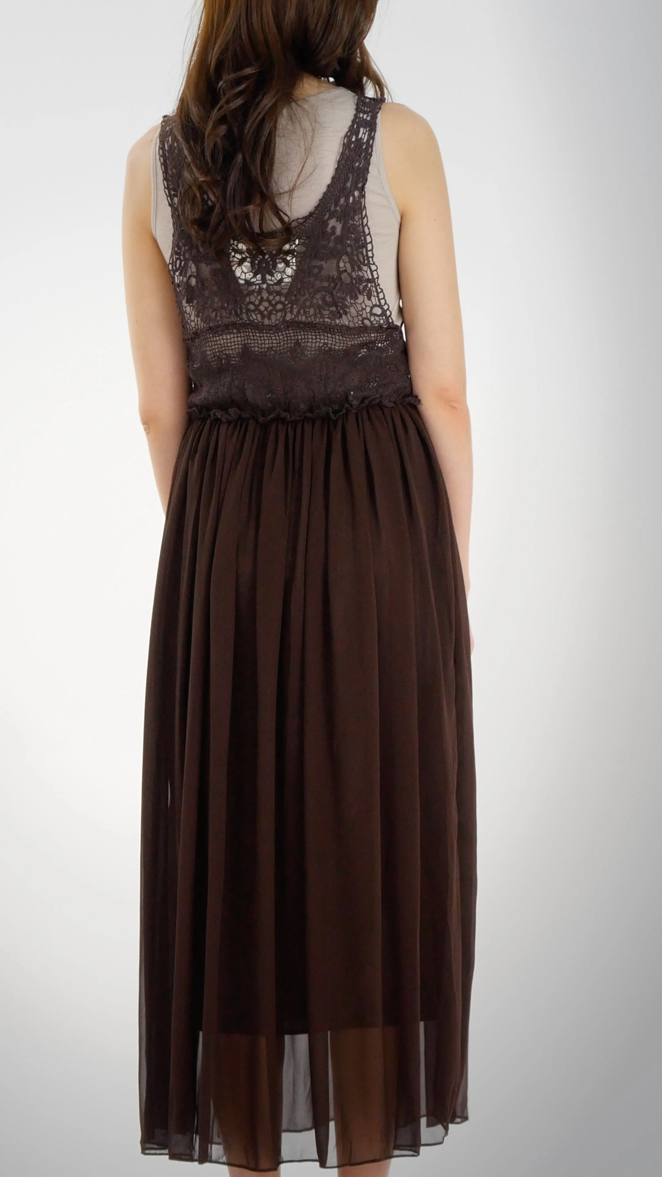 Cotton Lace Top with Poly Maxi Skirt