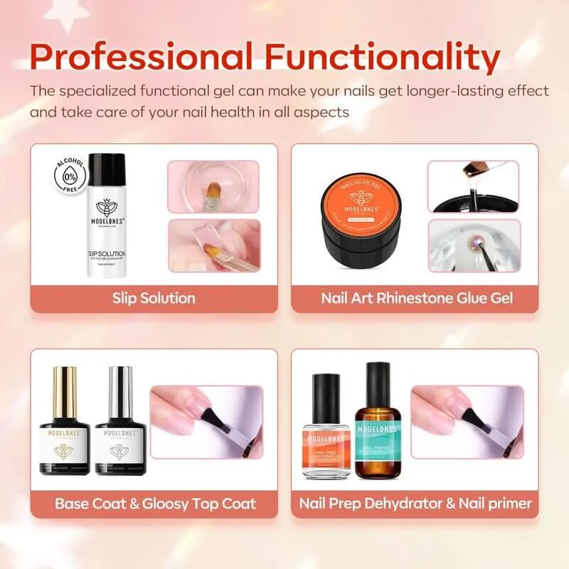 Elegant - 42Pcs 6 Colors Poly Nail Gel Kit