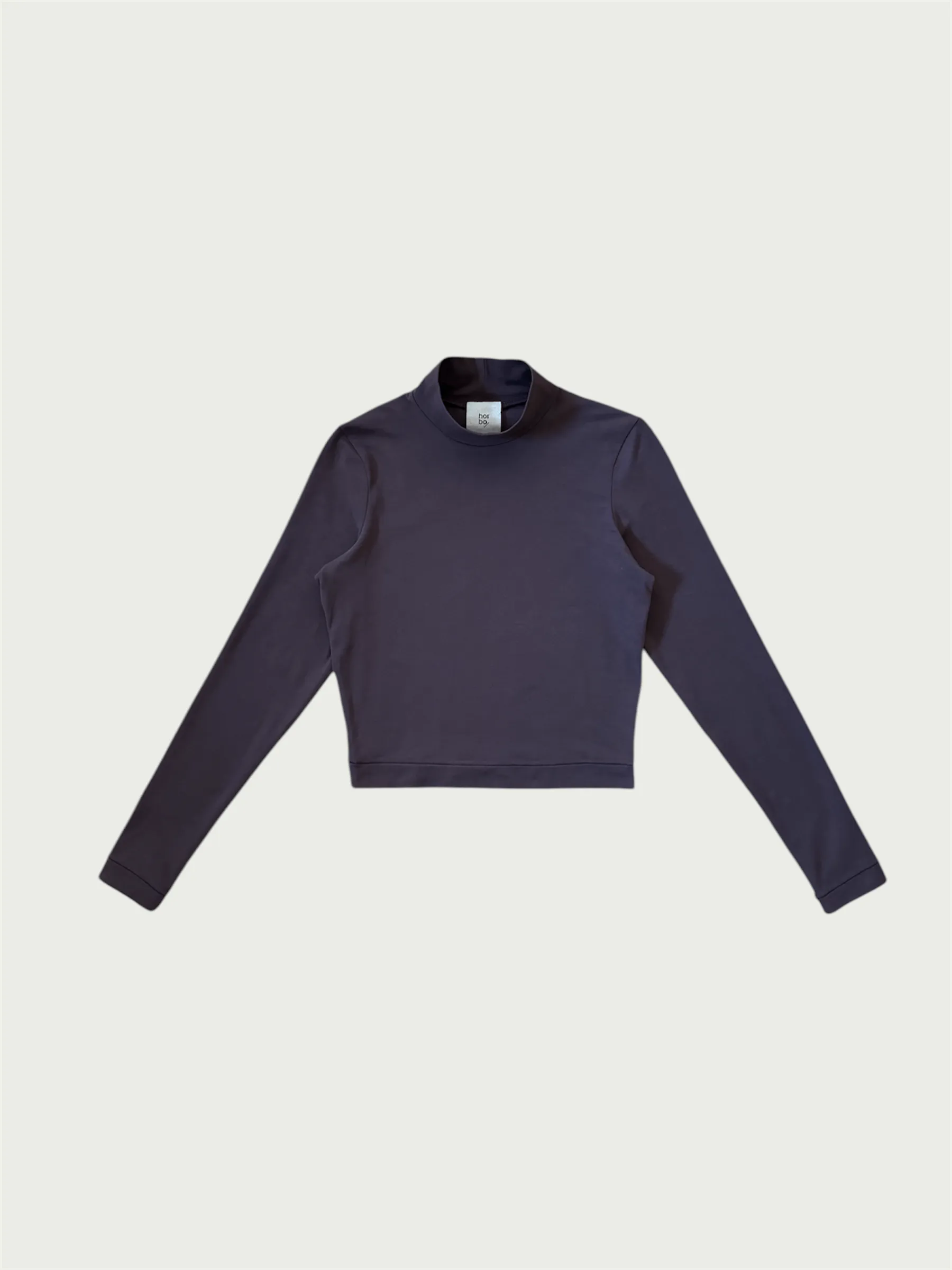 Exaggerated Mock Neck Top in Brown