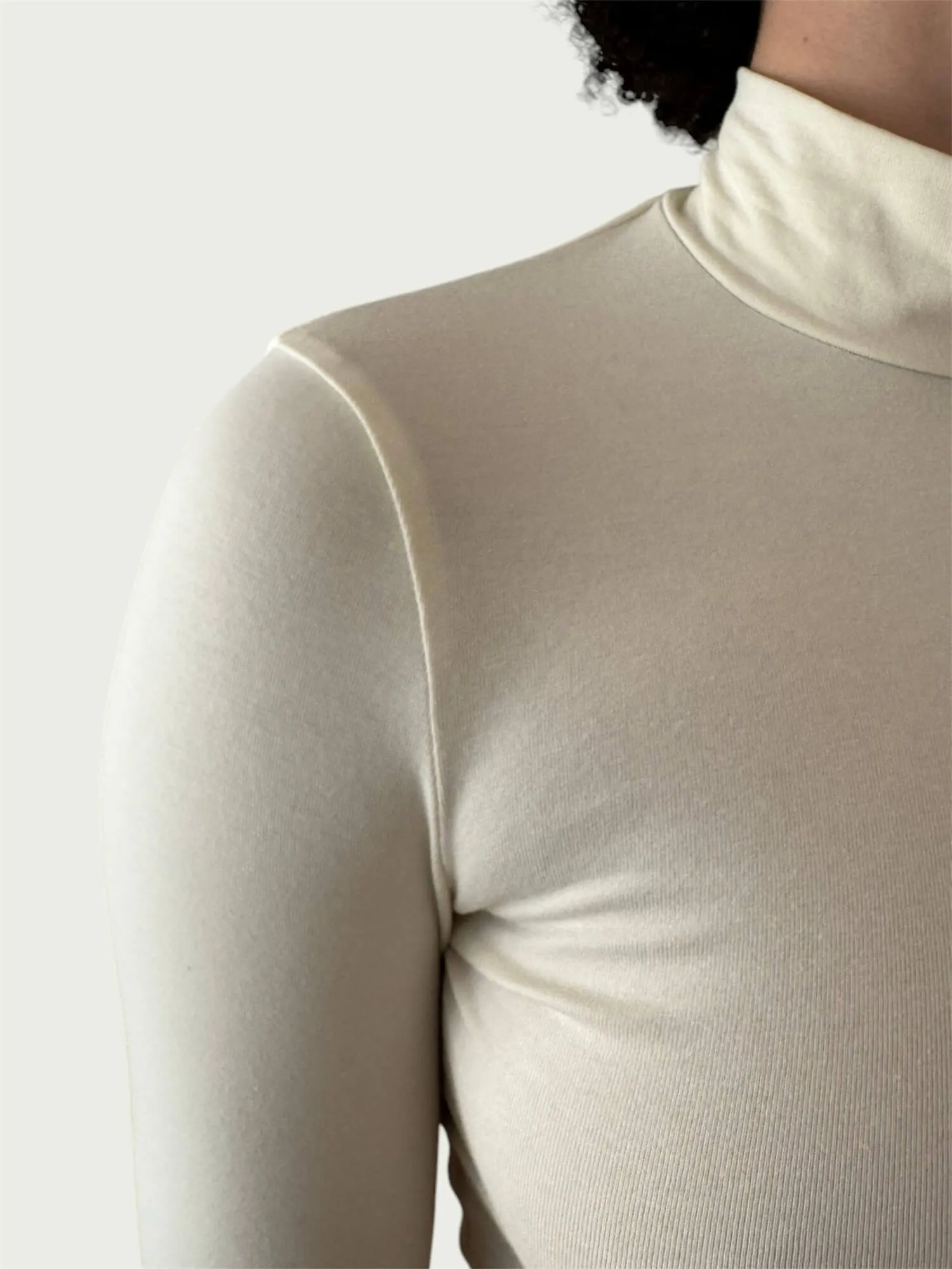 Exaggerated Mock Neck Top in Cream