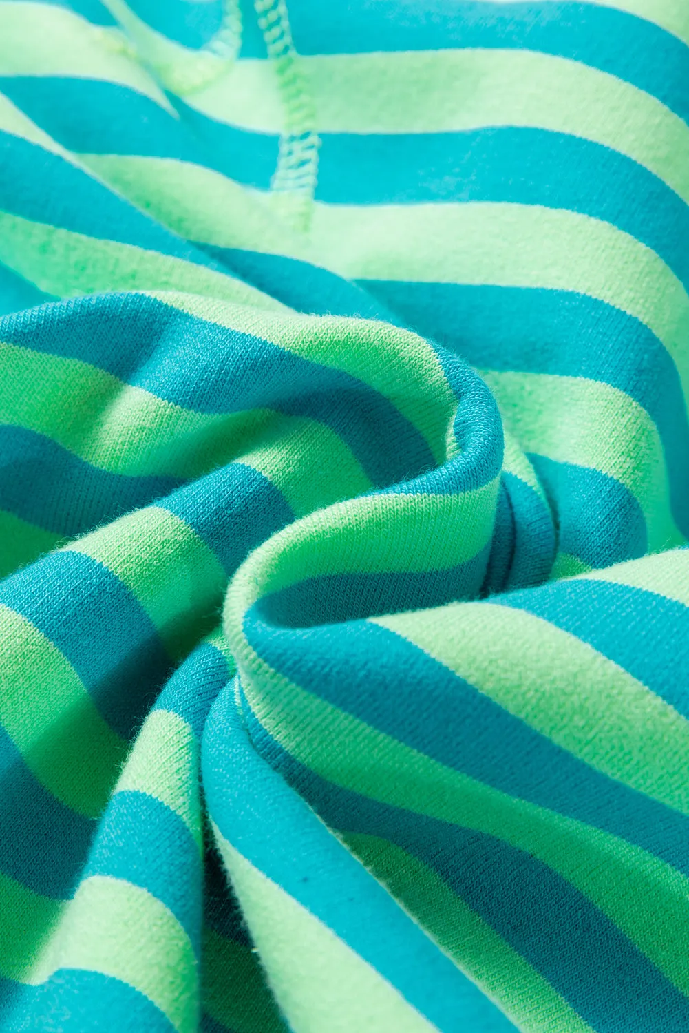 Green Stripe Oversized Contrast Trim Pullover Sweatshirt