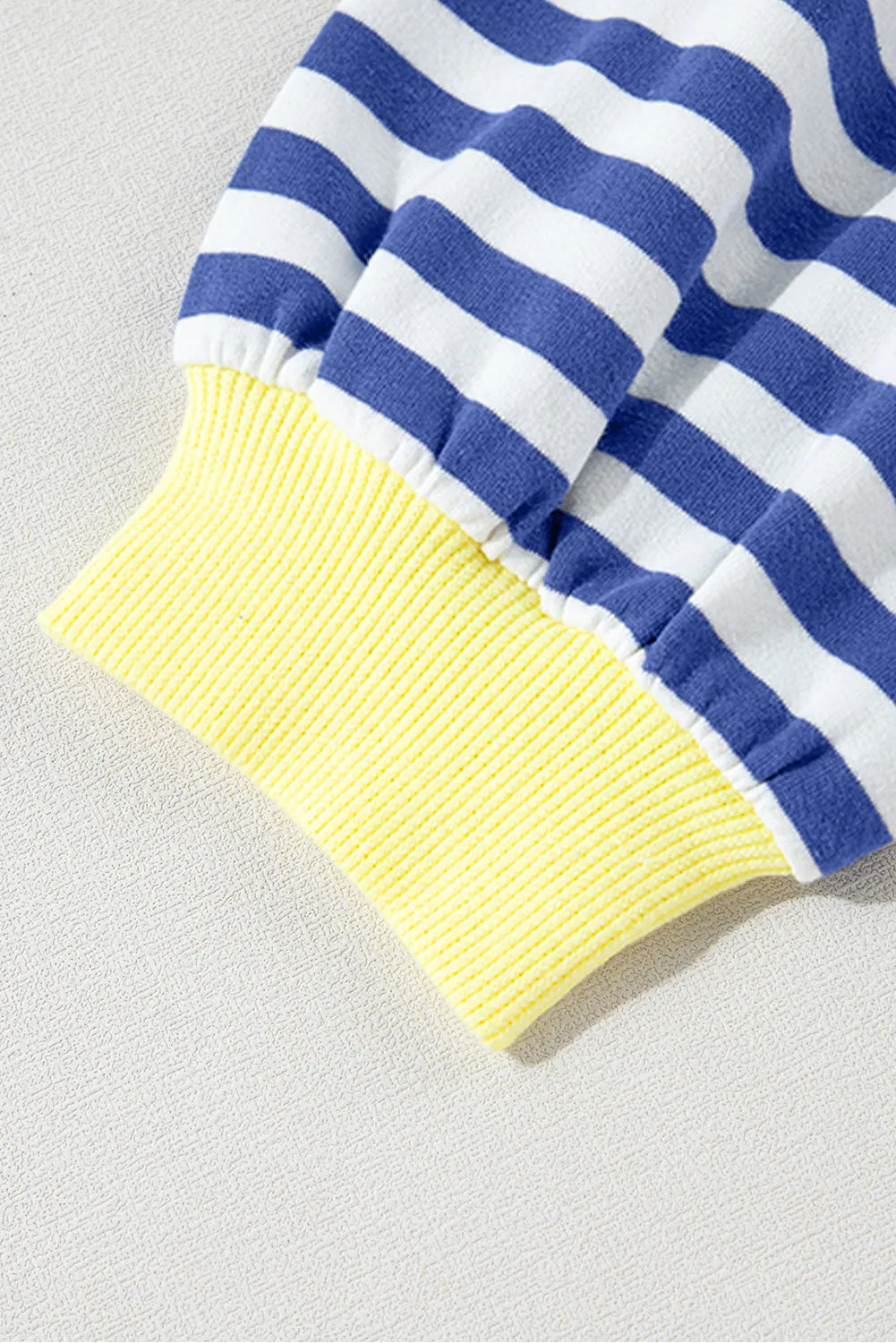 Green Stripe Oversized Contrast Trim Pullover Sweatshirt