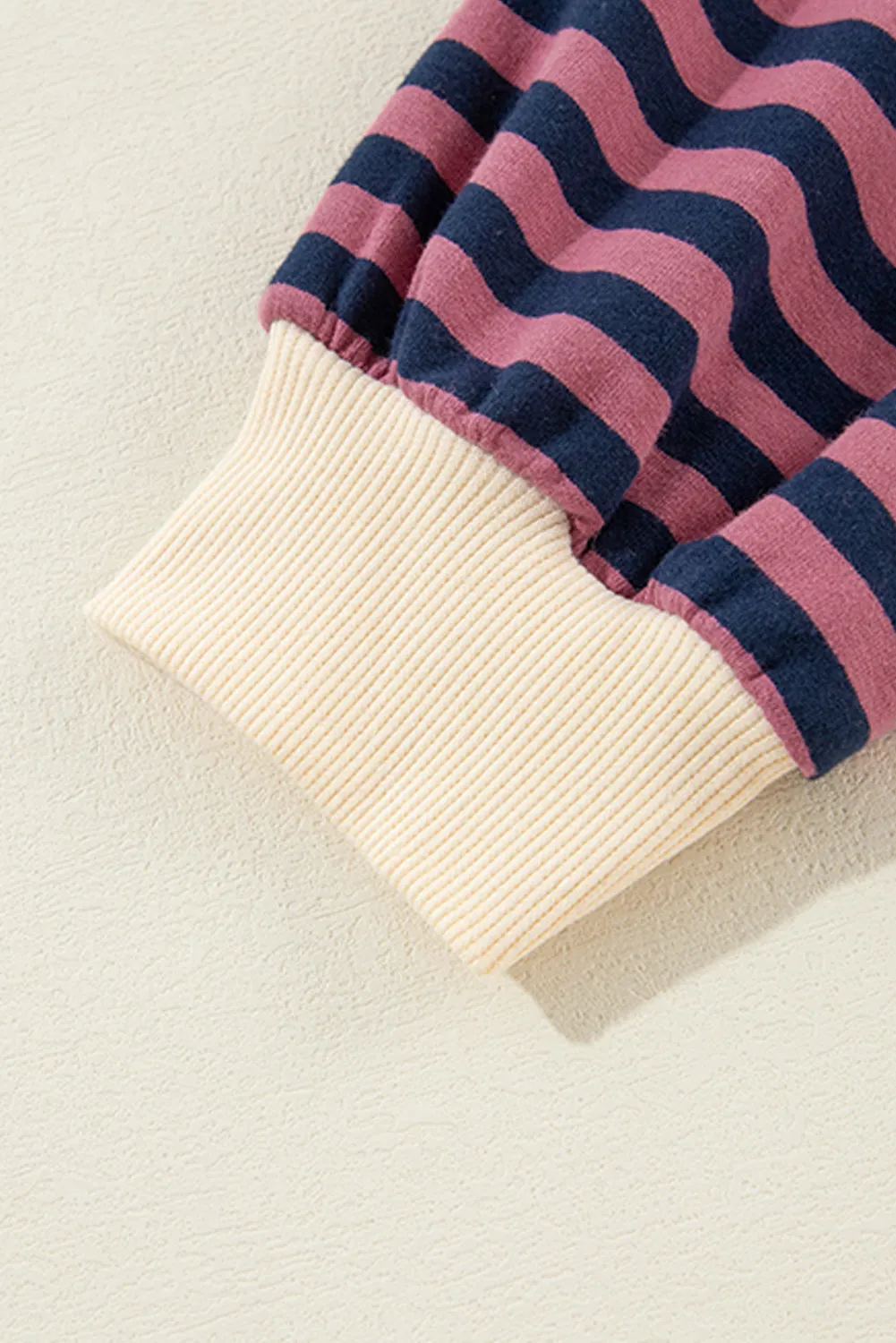 Green Stripe Oversized Contrast Trim Pullover Sweatshirt