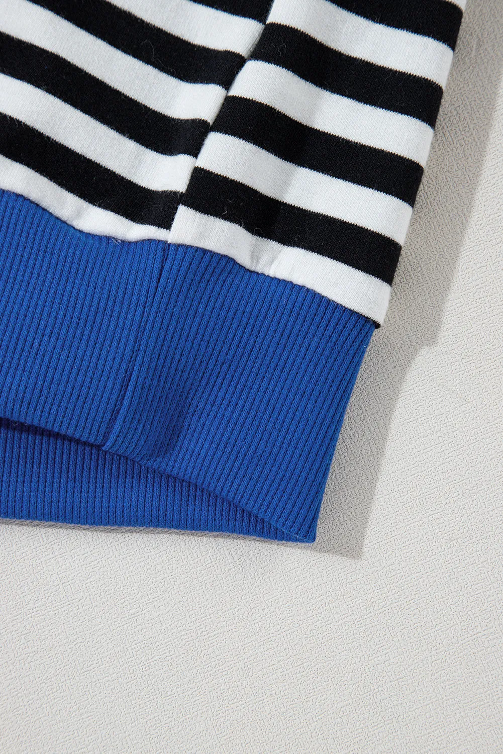 Green Stripe Oversized Contrast Trim Pullover Sweatshirt