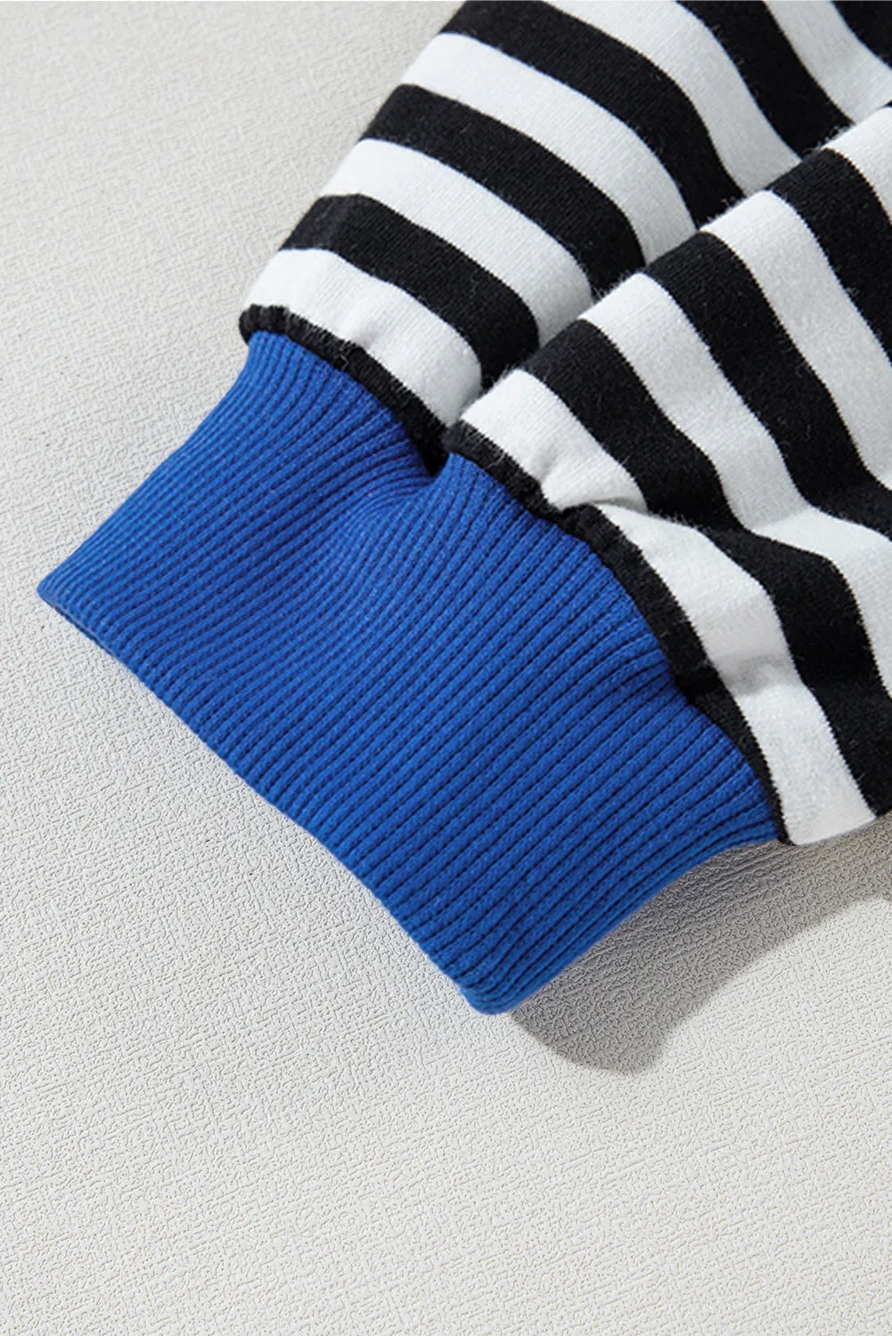 Green Stripe Oversized Contrast Trim Pullover Sweatshirt