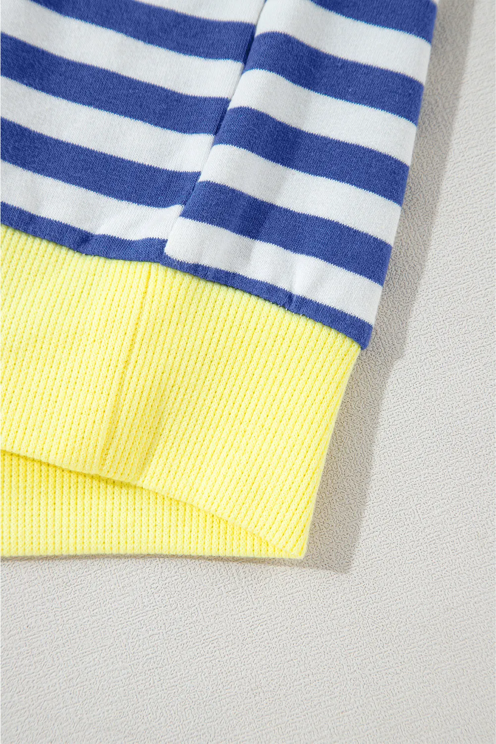 Green Stripe Oversized Contrast Trim Pullover Sweatshirt