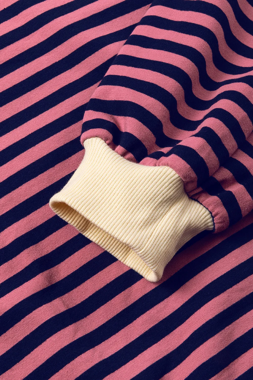 Green Stripe Oversized Contrast Trim Pullover Sweatshirt