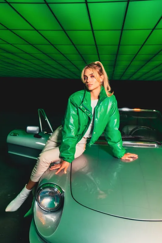 Kelly Green Faux Leather Puffer Jacket