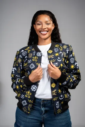 Ladies - Adinkra Summer Bomber Jacket (OLG)