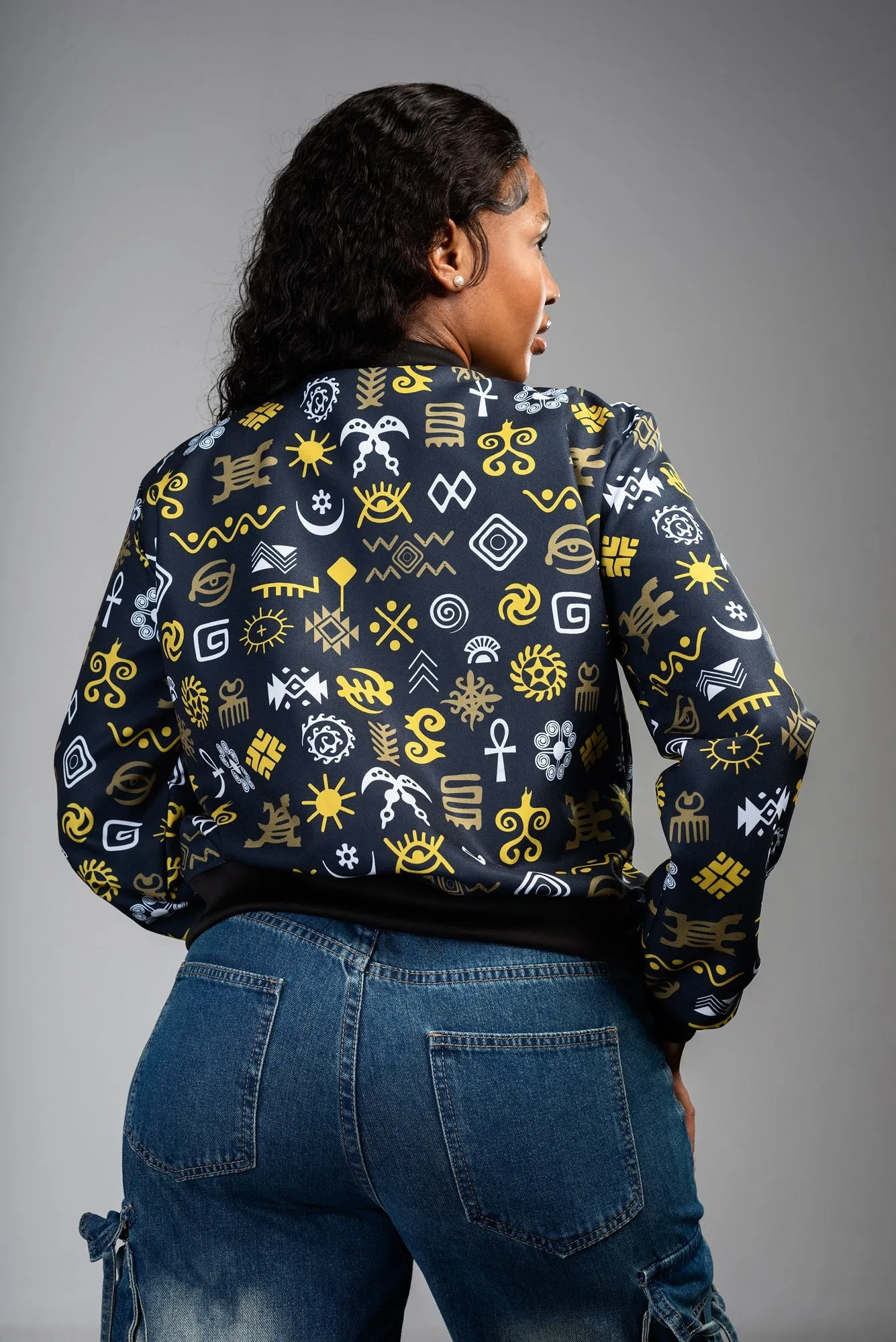 Ladies - Adinkra Summer Bomber Jacket (OLG)