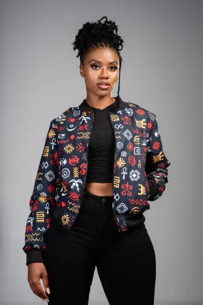 Ladies - Adinkra Summer Bomber Jacket (RBG)