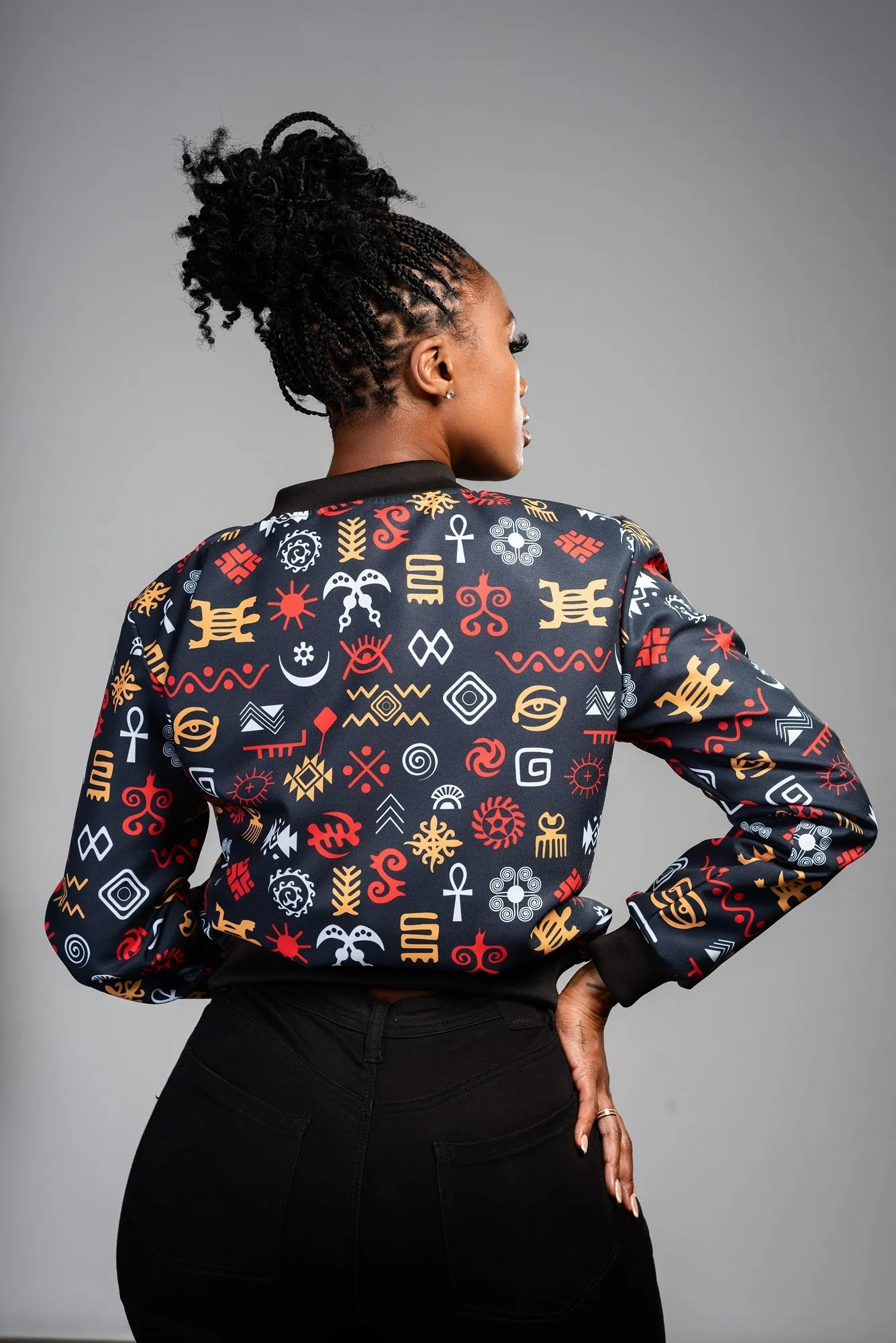 Ladies - Adinkra Summer Bomber Jacket (RBG)