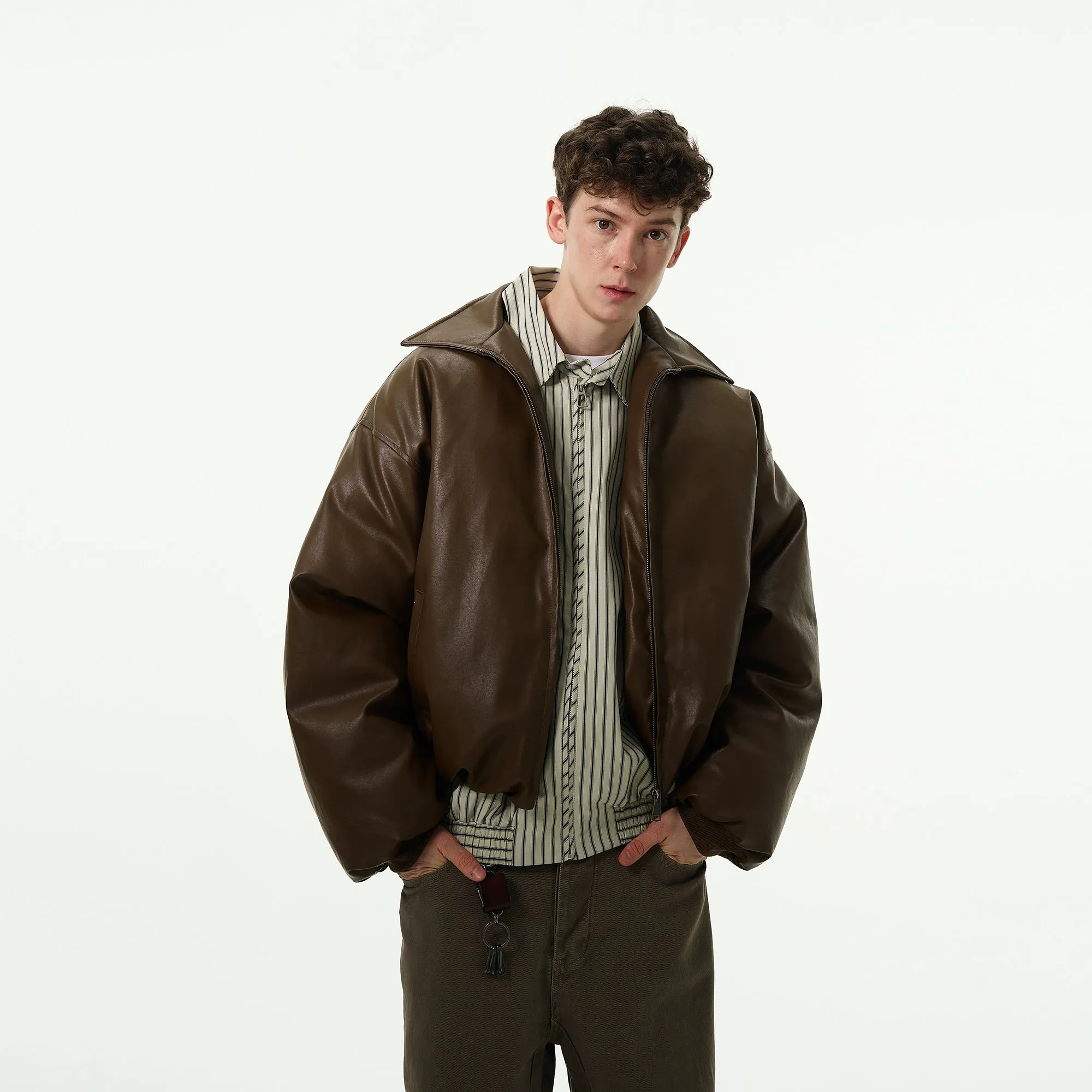 Madwitch Leather Puffer Jacket