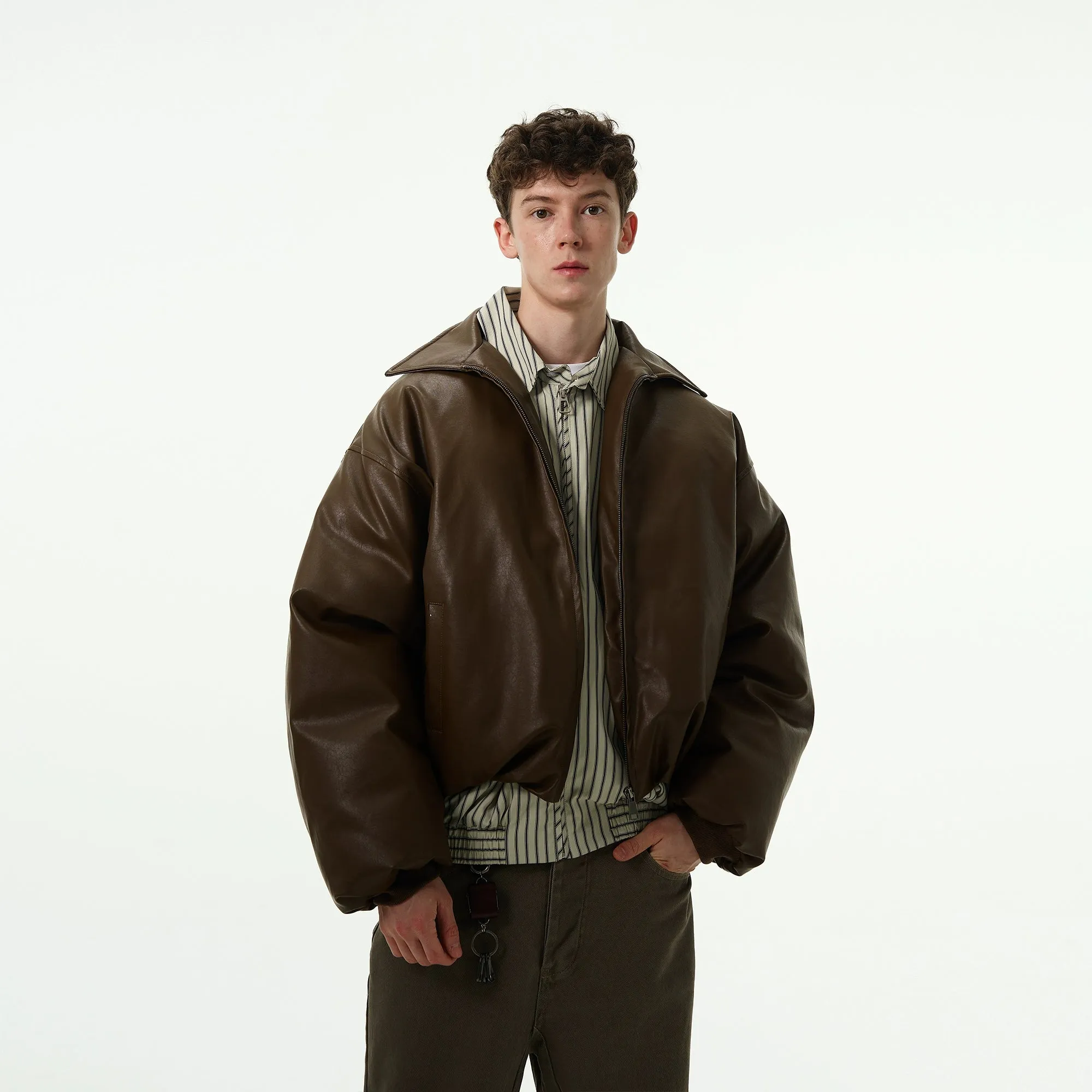 Madwitch Leather Puffer Jacket