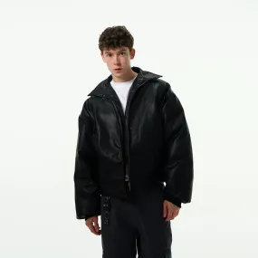 Madwitch Leather Puffer Jacket