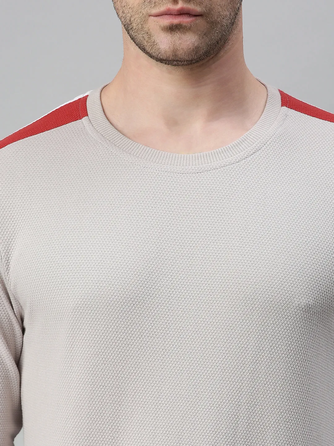 Men Striped Grey Sweatshirt