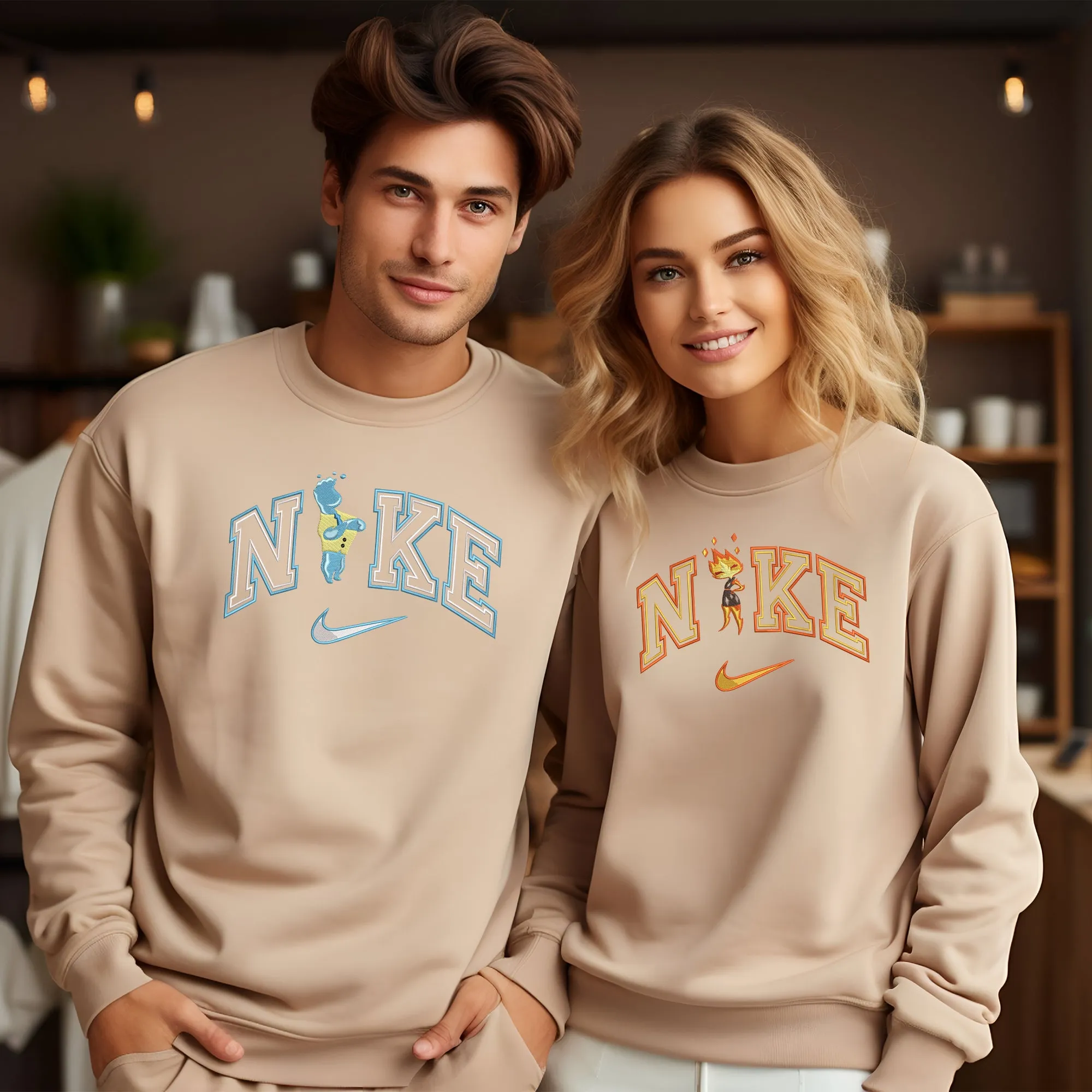 Personalized Wade & Ember Couple Nike Embroidered Adult Sweatshirt