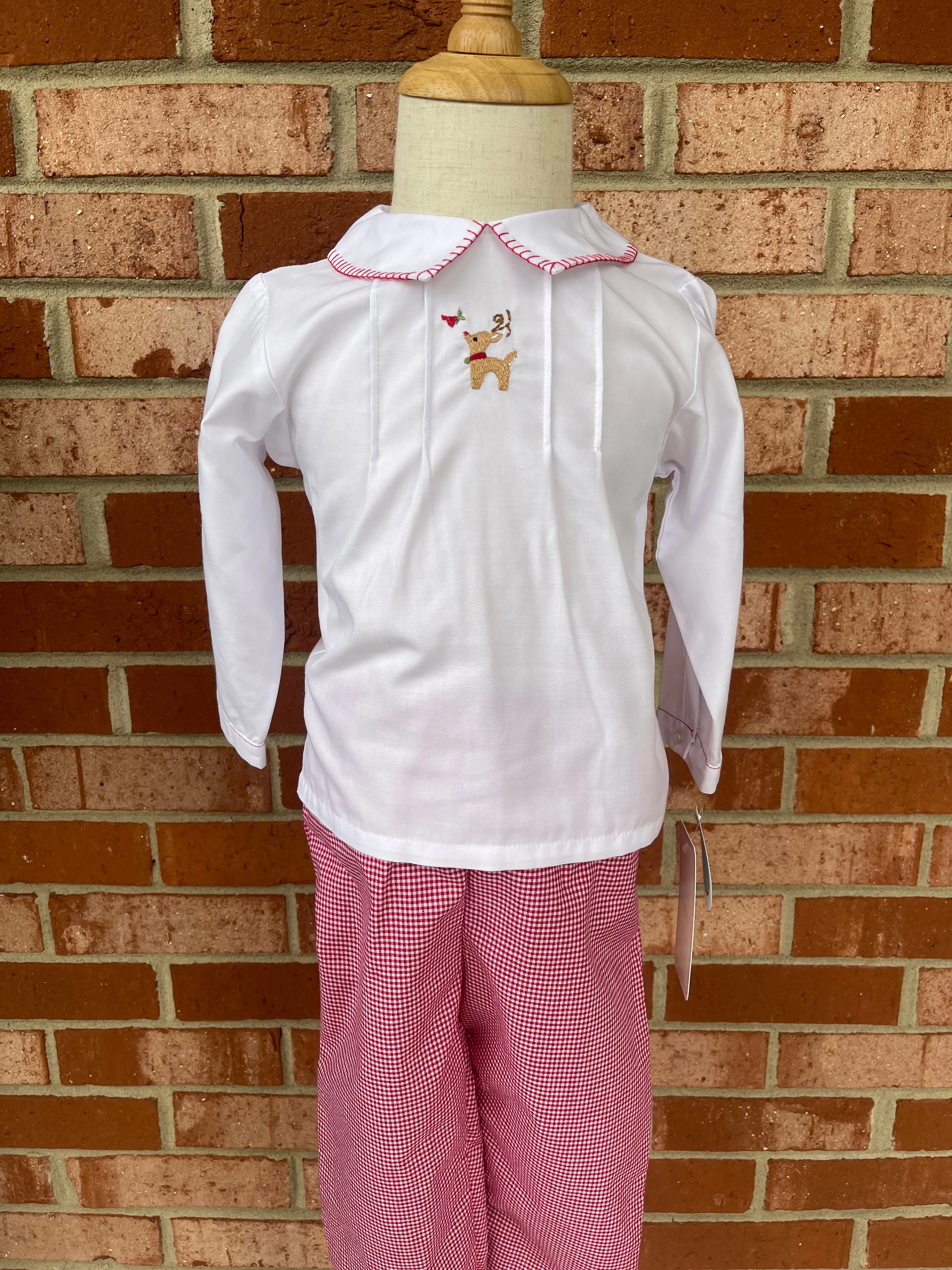 Reindeer Embroidered Pant Set- Boy