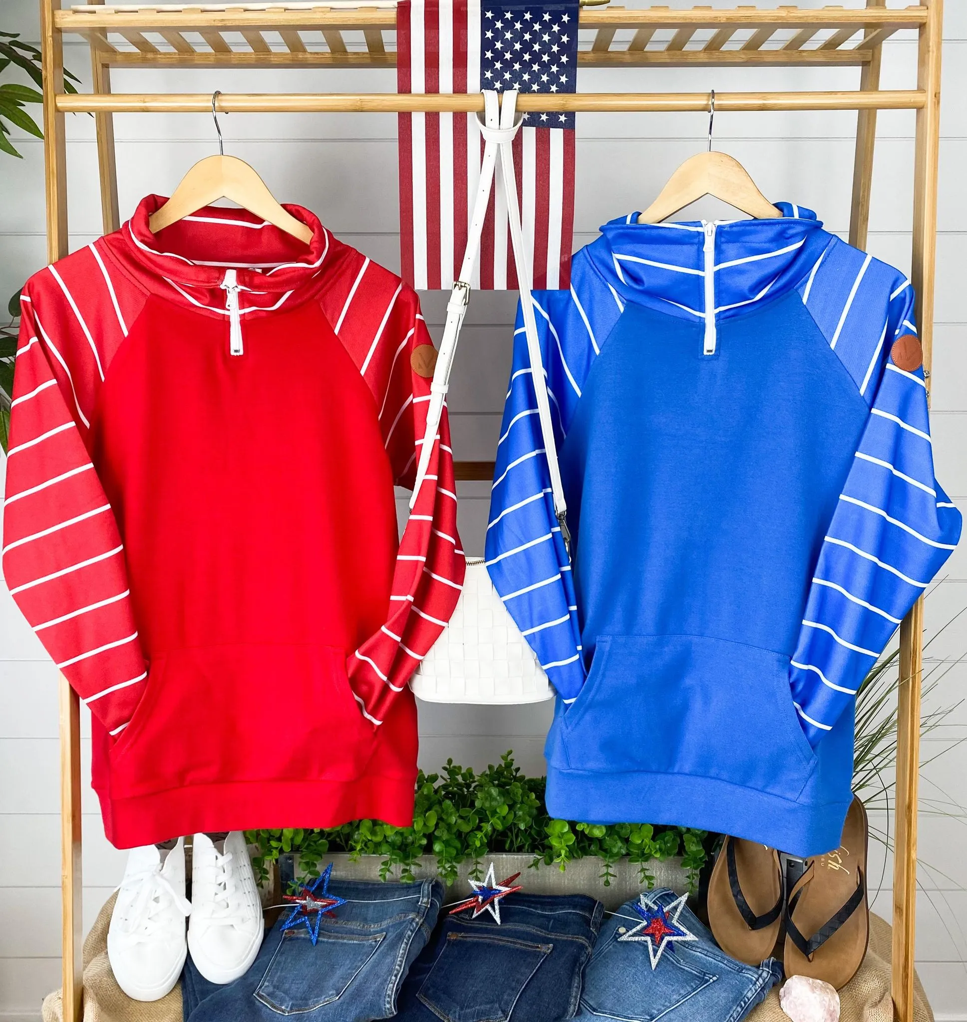 ShortZip Pullover - Red Stripe