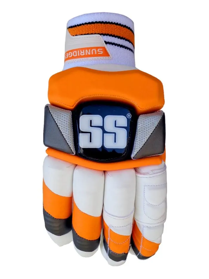 SS Super Test Cricket Batting Gloves White/Orange (Ravindra Jadeja style)