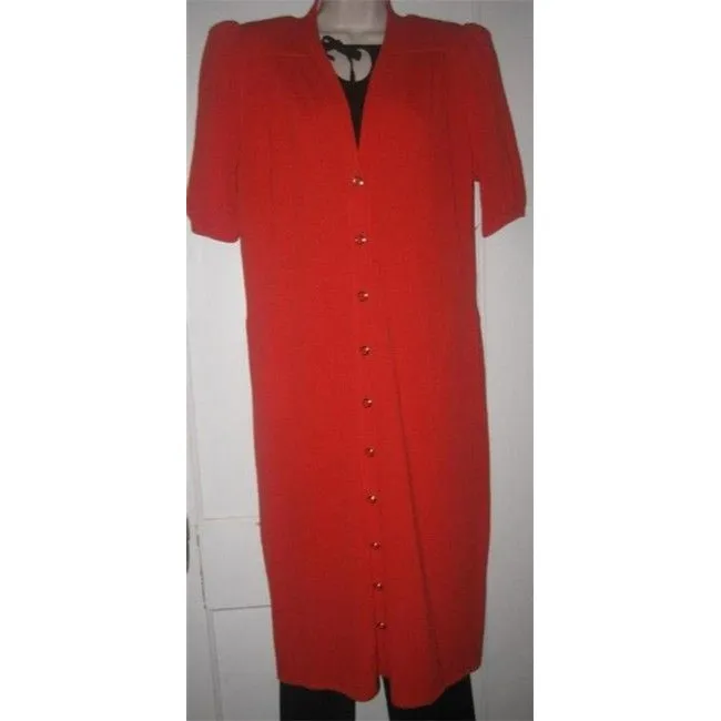 St John Orangish Red Santana Knit Button Down Vintage Long Dress