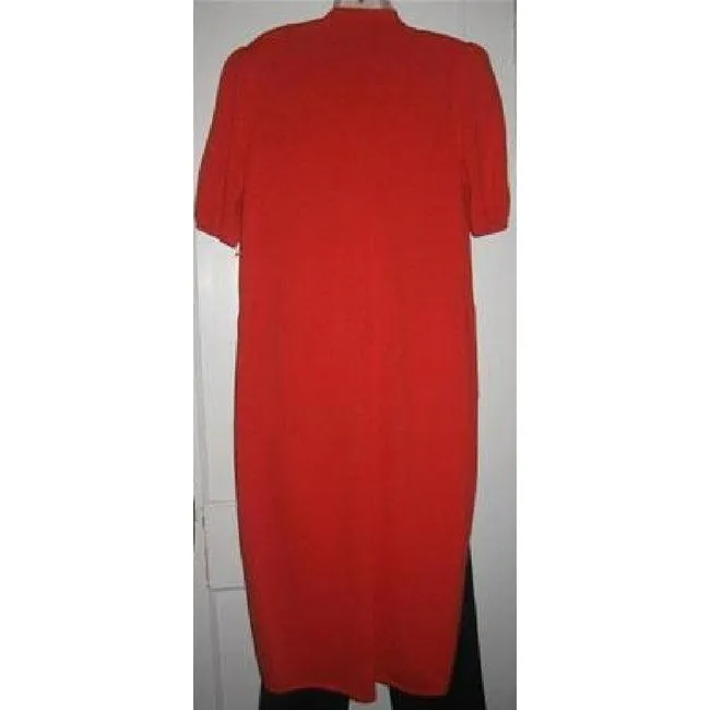 St John Orangish Red Santana Knit Button Down Vintage Long Dress