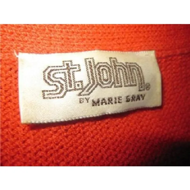 St John Orangish Red Santana Knit Button Down Vintage Long Dress