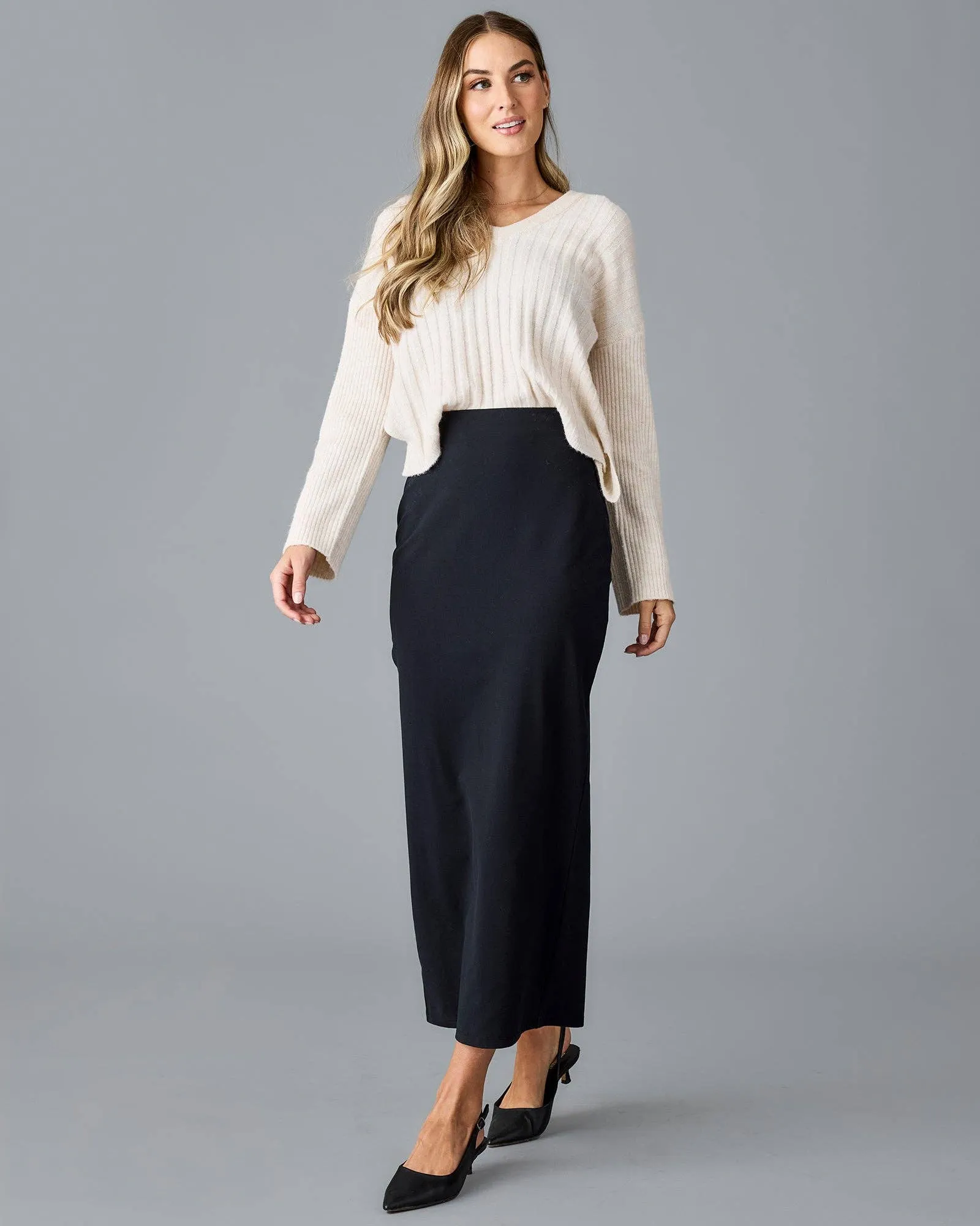 Straight Maxi Skirt in Black Beauty