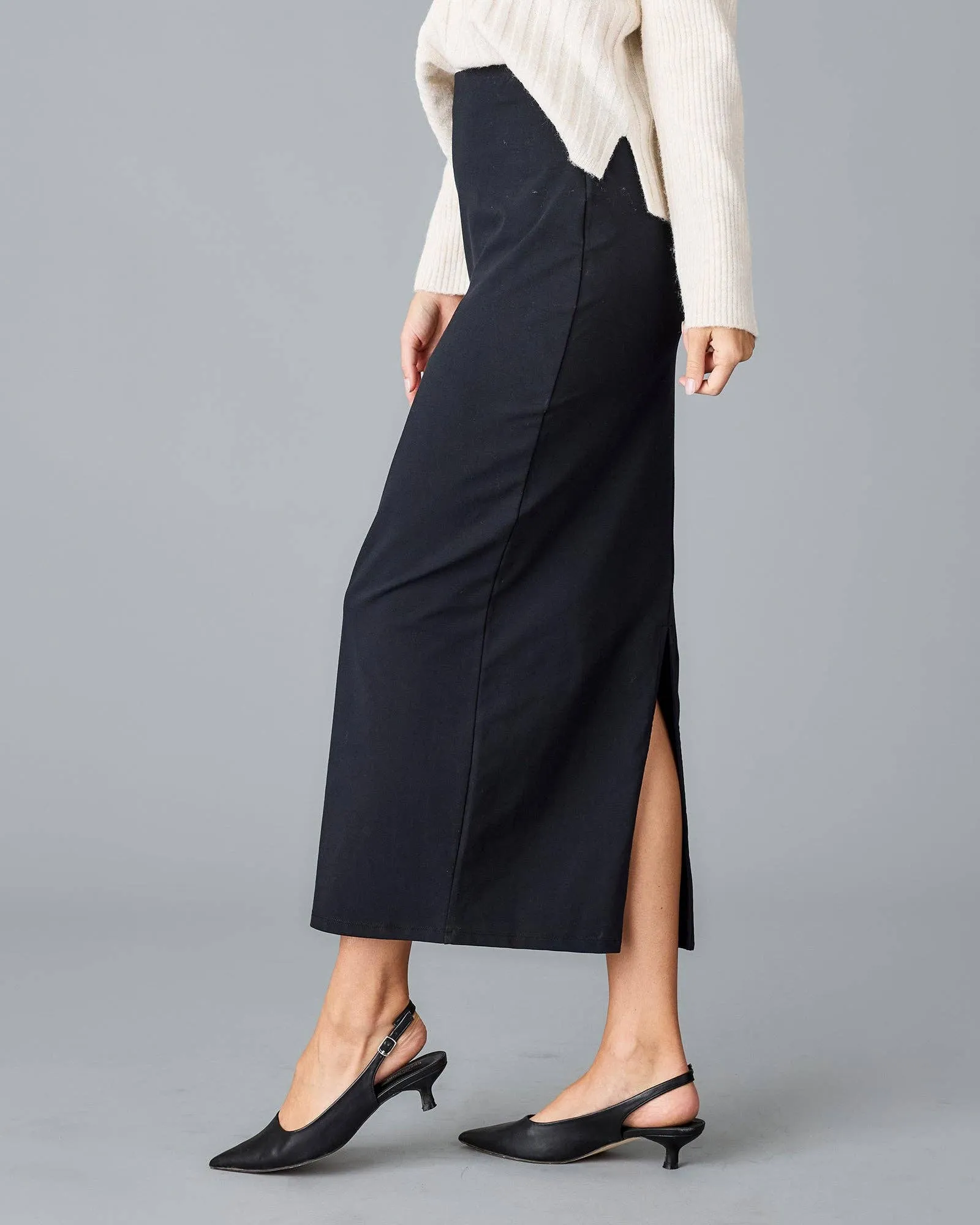 Straight Maxi Skirt in Black Beauty