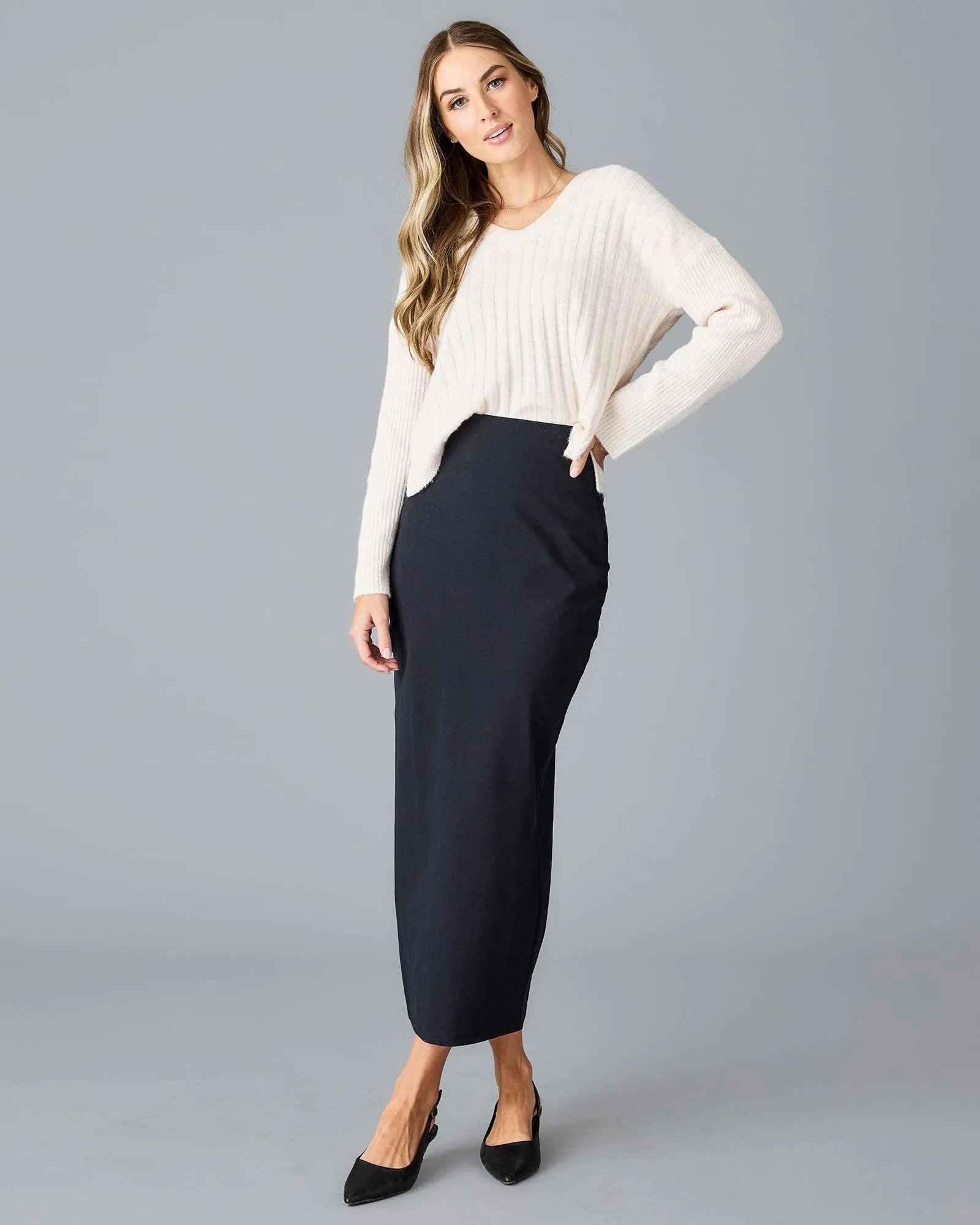 Straight Maxi Skirt in Black Beauty
