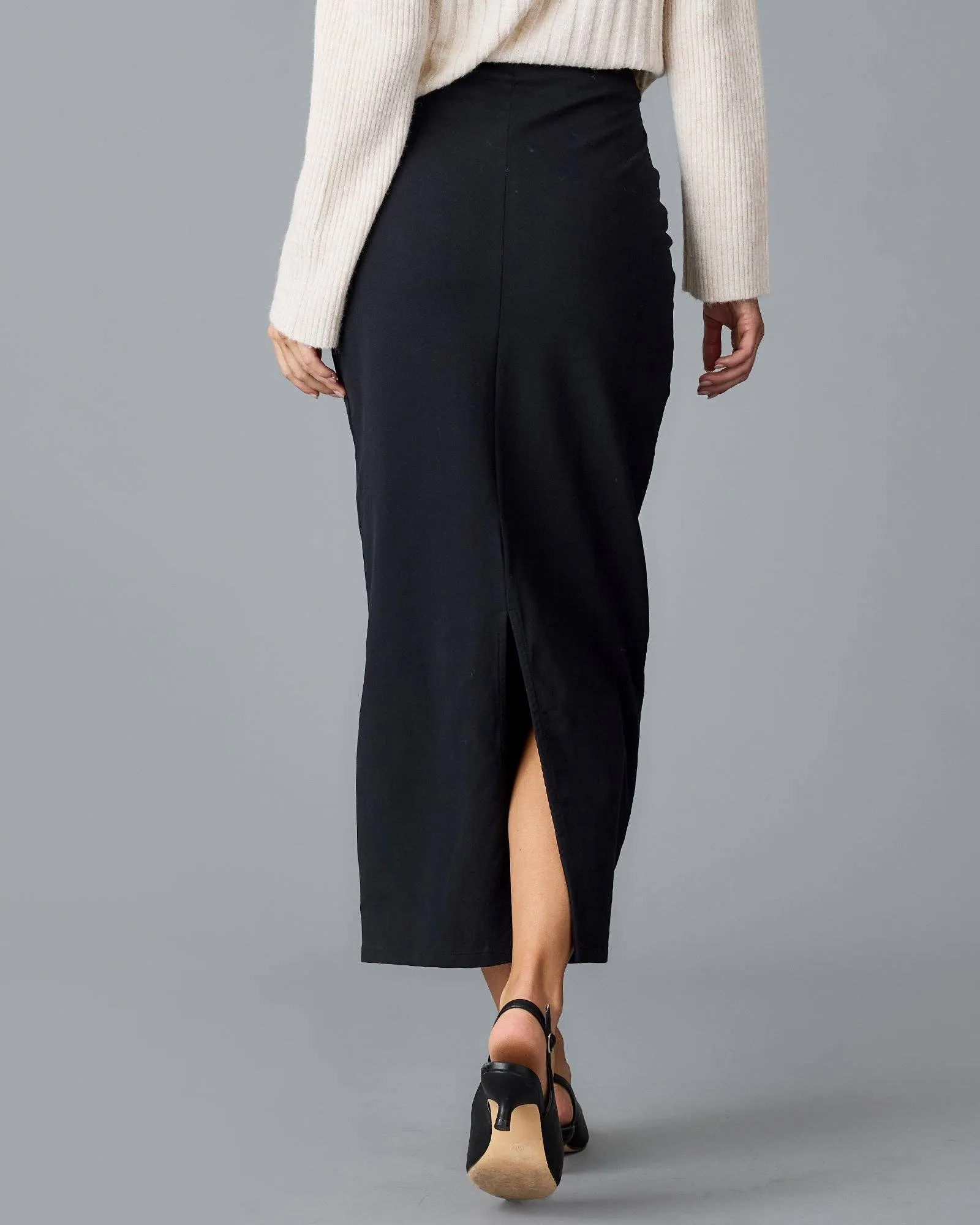 Straight Maxi Skirt in Black Beauty